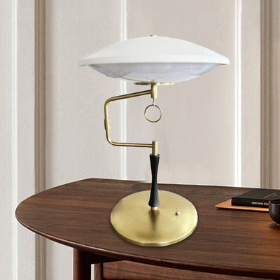 Contemporary Creative Flying Saucer-Shaped Round Iron Acrylic LED Table Lamp For Bedroom