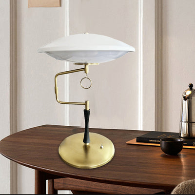 Contemporary Creative Flying Saucer-Shaped Round Iron Acrylic LED Table Lamp For Bedroom