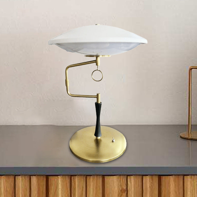Contemporary Creative Flying Saucer-Shaped Round Iron Acrylic LED Table Lamp For Bedroom