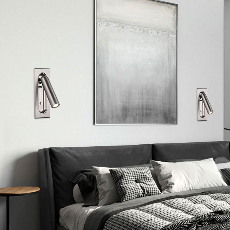 Applique murale LED contemporaine créative cylindrique rectangulaire en acrylique et aluminium pour chambre à coucher 