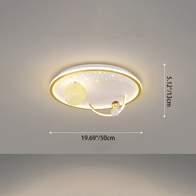 Contemporary Creative Kid Spherical Round Iron Glass Acrylic LED Flush Mount Ceiling Light For Bedroom