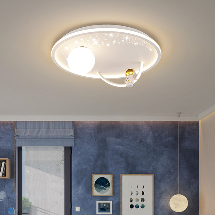 Lumière de plafond LED montée au ras du plafond en fer et verre acrylique rond sphérique créatif contemporain pour chambre 