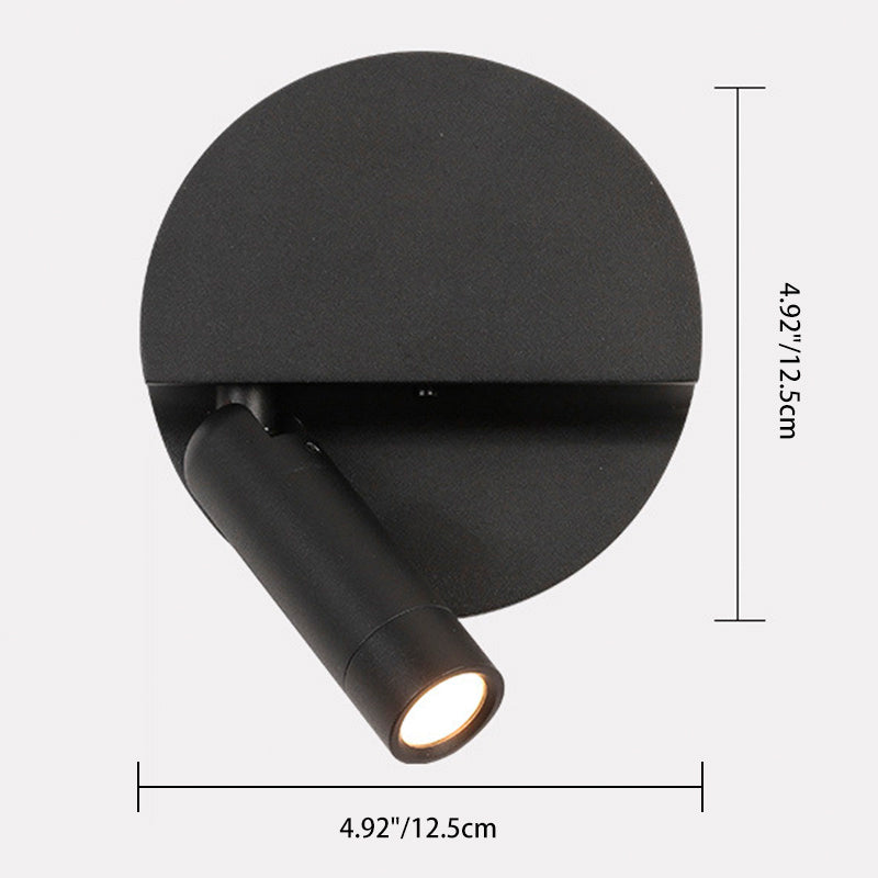 Modern Minimalist Round Cylindrical Aluminum Acrylic LED Wall Scone Lamp For Bedroom