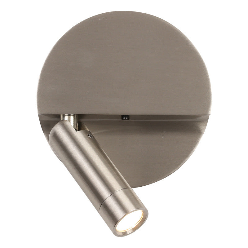 Modern Minimalist Round Cylindrical Aluminum Acrylic LED Wall Scone Lamp For Bedroom