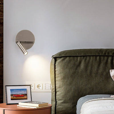 Modern Minimalist Round Cylindrical Aluminum Acrylic LED Wall Scone Lamp For Bedroom