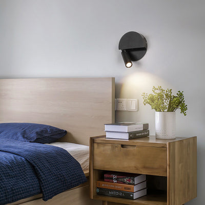 Modern Minimalist Round Cylindrical Aluminum Acrylic LED Wall Scone Lamp For Bedroom