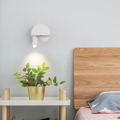 Modern Minimalist Round Cylindrical Aluminum Acrylic LED Wall Scone Lamp For Bedroom