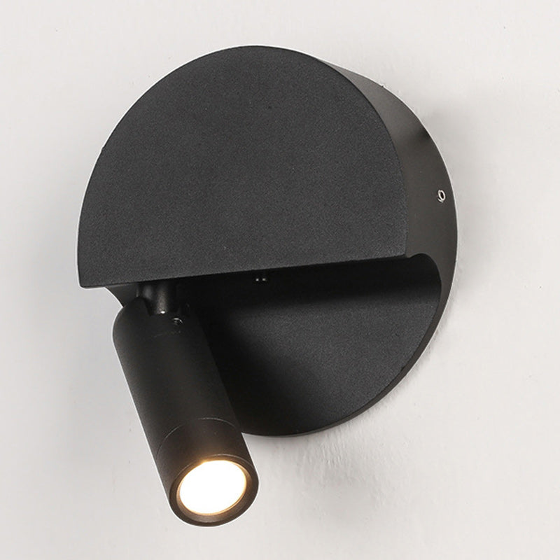 Modern Minimalist Round Cylindrical Aluminum Acrylic LED Wall Scone Lamp For Bedroom