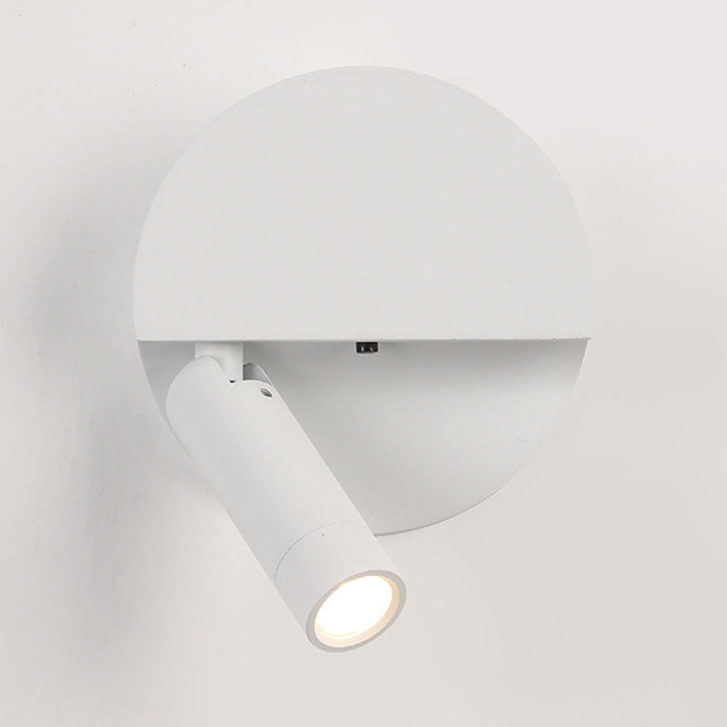 Modern Minimalist Round Cylindrical Aluminum Acrylic LED Wall Scone Lamp For Bedroom