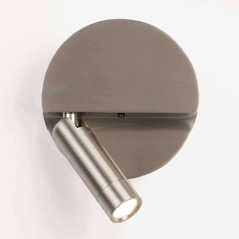Modern Minimalist Round Cylindrical Aluminum Acrylic LED Wall Scone Lamp For Bedroom