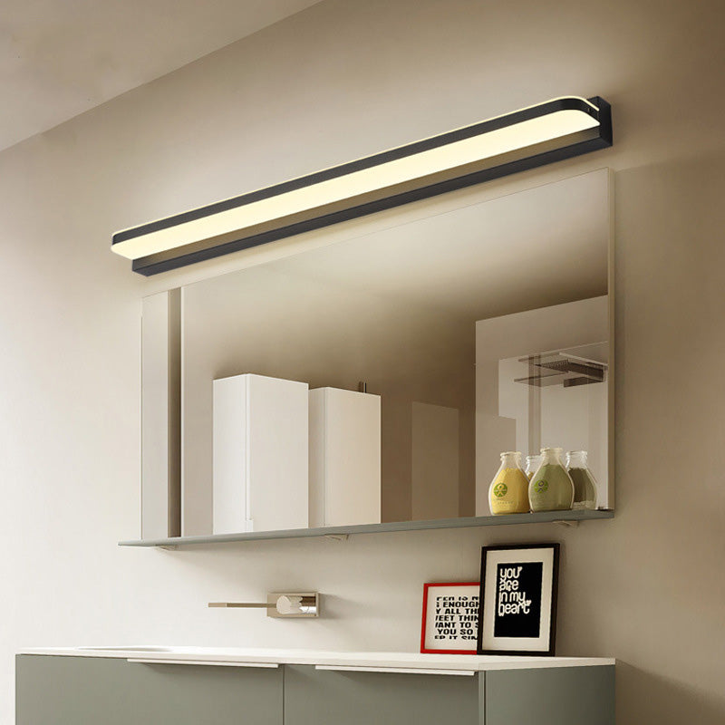 Modern Minimalist Waterproof Rectangular Stainless Steel Acrylic LED Vanity Light Wall Scone Lamp For Bathroom