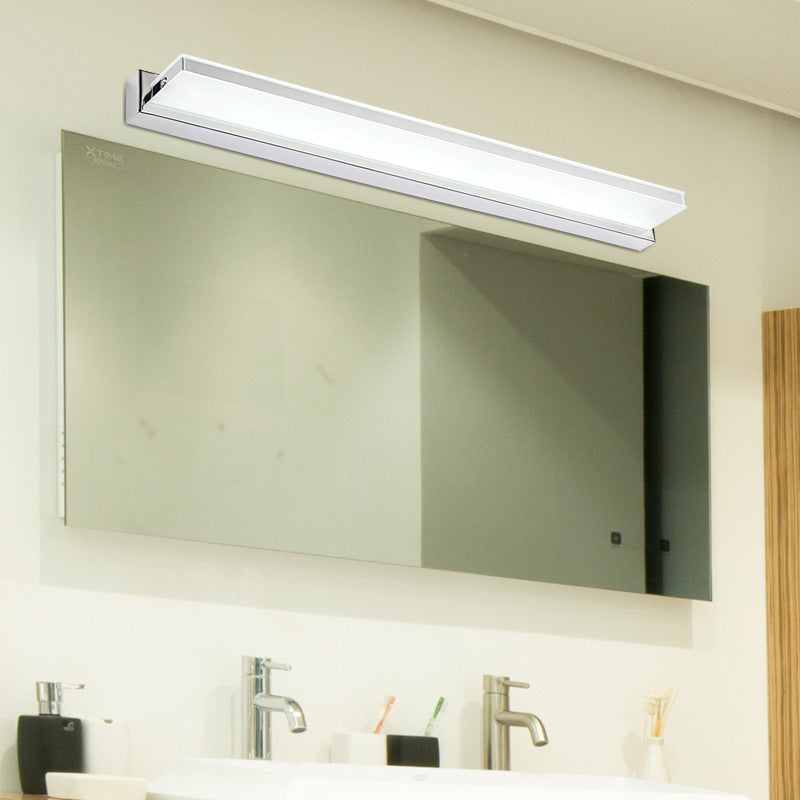 Modern Minimalist Waterproof Rectangular Stainless Steel Acrylic LED Vanity Light Wall Scone Lamp For Bathroom