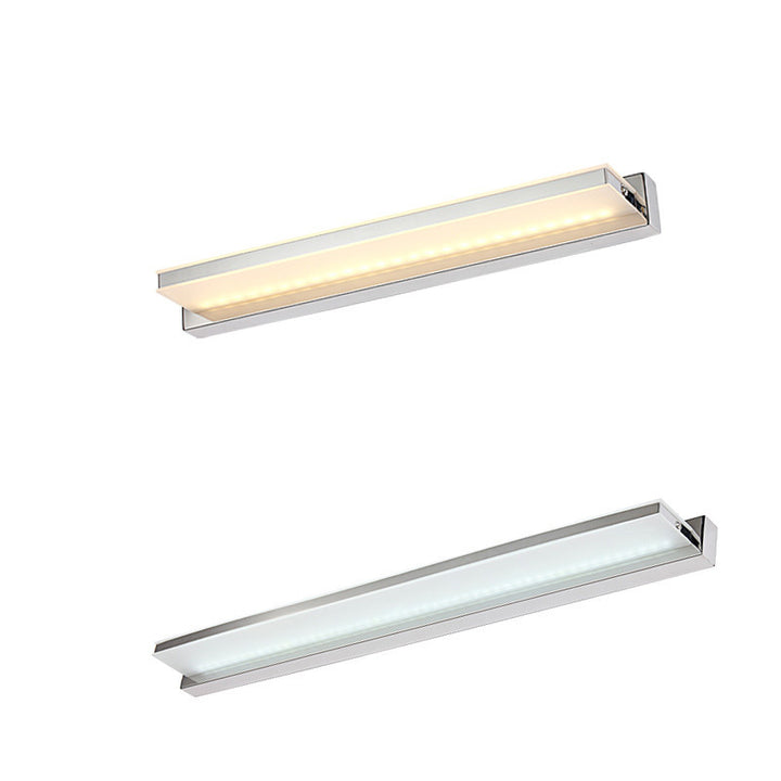 Modern Minimalist Waterproof Rectangular Stainless Steel Acrylic LED Vanity Light Wall Scone Lamp For Bathroom