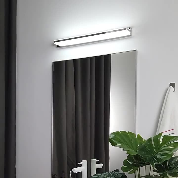 Modern Minimalist Waterproof Rectangular Stainless Steel Acrylic LED Vanity Light Wall Scone Lamp For Bathroom