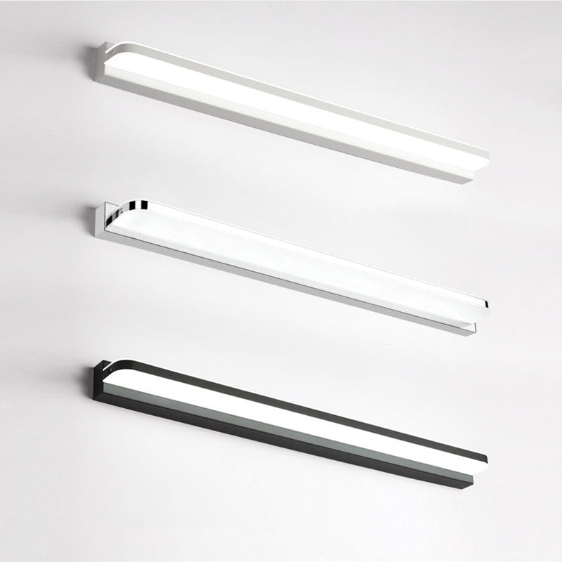 Modern Minimalist Waterproof Rectangular Stainless Steel Acrylic LED Vanity Light Wall Scone Lamp For Bathroom