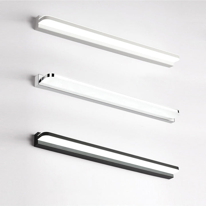 Modern Minimalist Waterproof Rectangular Stainless Steel Acrylic LED Vanity Light Wall Scone Lamp For Bathroom