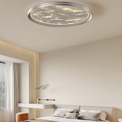 Modern Minimalist Round Cylindrical Aluminum Acrylic LED Flush Mount Ceiling Light For Bedroom