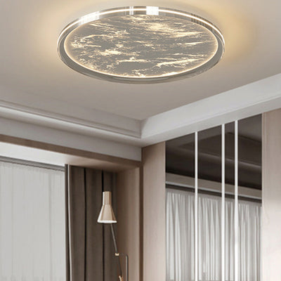 Modern Minimalist Round Cylindrical Aluminum Acrylic LED Flush Mount Ceiling Light For Bedroom