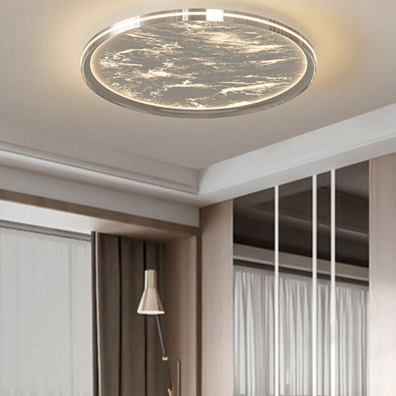 Modern Minimalist Round Cylindrical Aluminum Acrylic LED Flush Mount Ceiling Light For Bedroom
