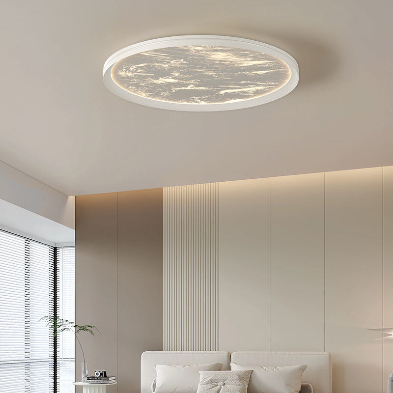 Modern Minimalist Round Cylindrical Aluminum Acrylic LED Flush Mount Ceiling Light For Bedroom