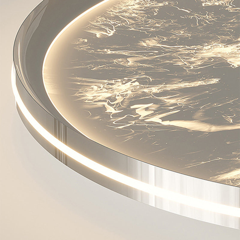Modern Minimalist Round Cylindrical Aluminum Acrylic LED Flush Mount Ceiling Light For Bedroom