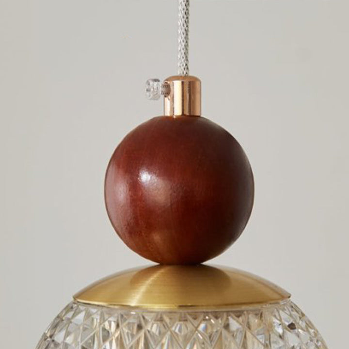 Suspension lumineuse à 1 lumière, moderne, minimaliste, sphérique, cylindrique, en forme de gourde, en fer, bois et acrylique, pour salle à manger 