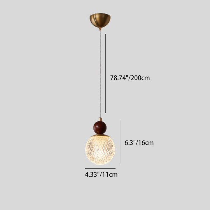 Suspension lumineuse à 1 lumière, moderne, minimaliste, sphérique, cylindrique, en forme de gourde, en fer, bois et acrylique, pour salle à manger 