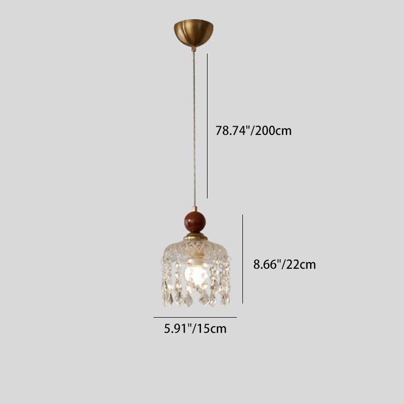 Suspension lumineuse à 1 lumière, moderne, minimaliste, sphérique, cylindrique, en forme de gourde, en fer, bois et acrylique, pour salle à manger 