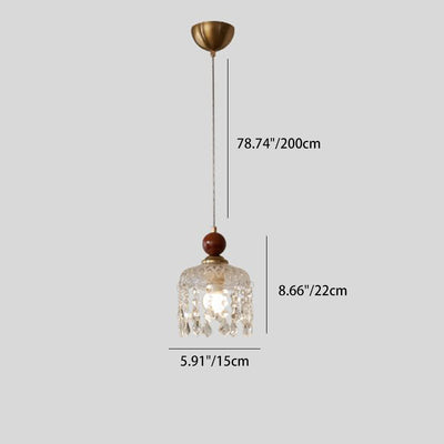 Modern Minimalist Spherical Cylindrical Gourd-Shaped Iron Wooden Acrylic 1-Light Pendant Light For Dining Room