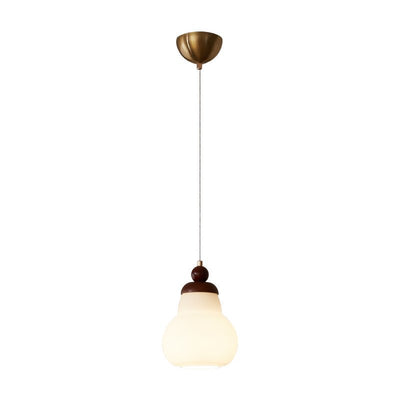 Modern Minimalist Spherical Cylindrical Gourd-Shaped Iron Wooden Acrylic 1-Light Pendant Light For Dining Room