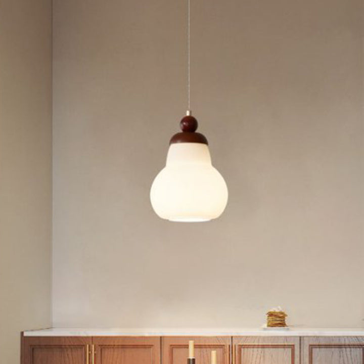 Suspension lumineuse à 1 lumière, moderne, minimaliste, sphérique, cylindrique, en forme de gourde, en fer, bois et acrylique, pour salle à manger 