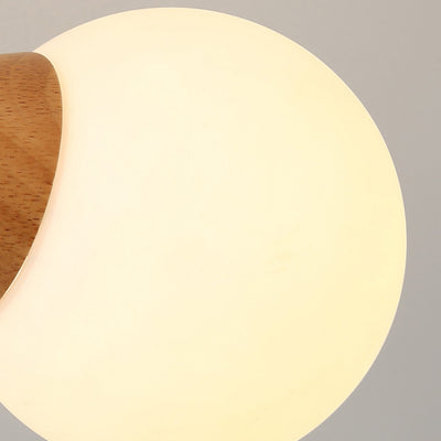 Contemporary Scandinavian Radiating Circular Spherical Wooden Glass 3/4/5 Light Semi-Flush Mount Ceiling Light For Living Room