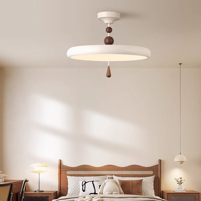Modern Minimalist Round Cylindrical Spherical Teardrop Iron Acrylic LED Semi-Flush Mount Ceiling Light For Bedroom
