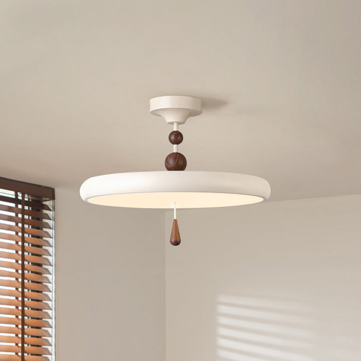 Modern Minimalist Round Cylindrical Spherical Teardrop Iron Acrylic LED Semi-Flush Mount Ceiling Light For Bedroom