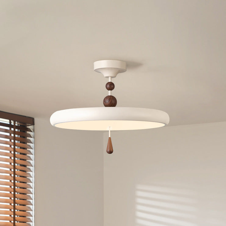 Modern Minimalist Round Cylindrical Spherical Teardrop Iron Acrylic LED Semi-Flush Mount Ceiling Light For Bedroom
