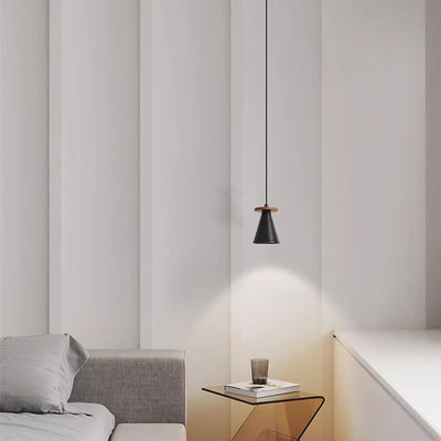 Contemporary Luxury Triangular Full Copper Walnut Wood 1-Light Pendant Light For Living Room