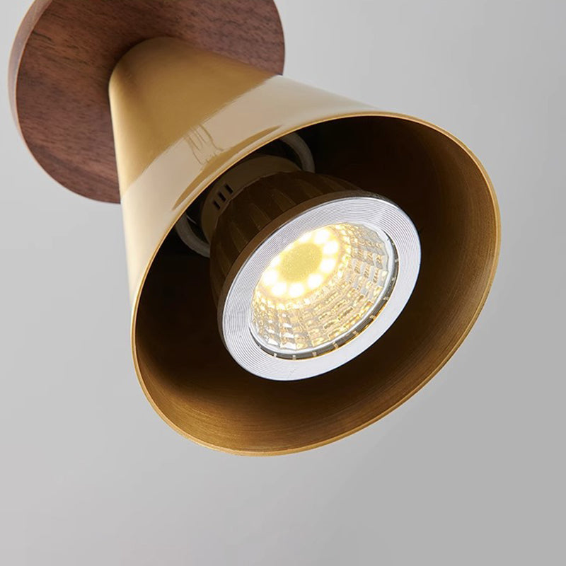 Contemporary Luxury Triangular Full Copper Walnut Wood 1-Light Pendant Light For Living Room