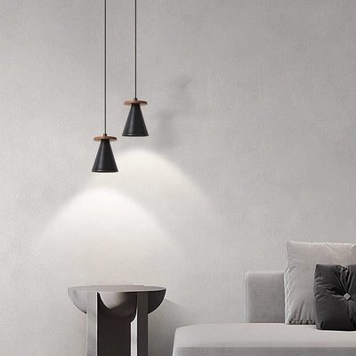 Contemporary Luxury Triangular Full Copper Walnut Wood 1-Light Pendant Light For Living Room