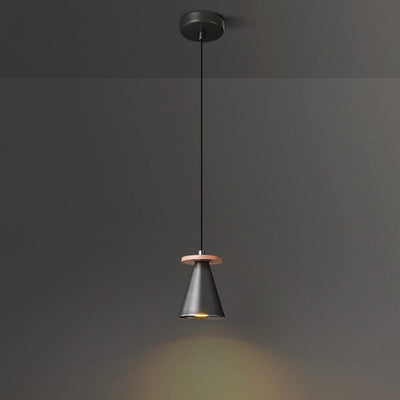 Contemporary Luxury Triangular Full Copper Walnut Wood 1-Light Pendant Light For Living Room