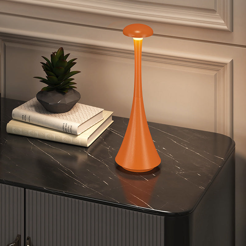 Modern Stepless Dimming Aluminum Table Lamp - Conical Rechargeable LED Ambient Light Desk Lamp For Bedroom
