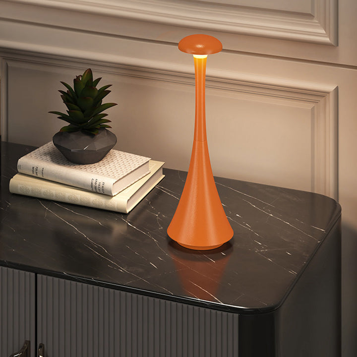 Modern Stepless Dimming Aluminum Table Lamp - Conical Rechargeable LED Ambient Light Desk Lamp For Bedroom