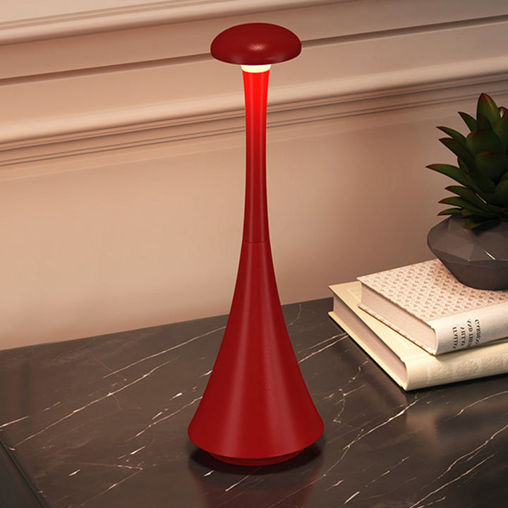 Modern Stepless Dimming Aluminum Table Lamp - Conical Rechargeable LED Ambient Light Desk Lamp For Bedroom