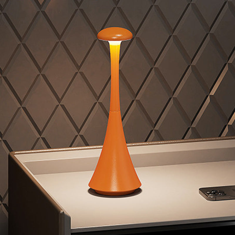 Modern Stepless Dimming Aluminum Table Lamp - Conical Rechargeable LED Ambient Light Desk Lamp For Bedroom