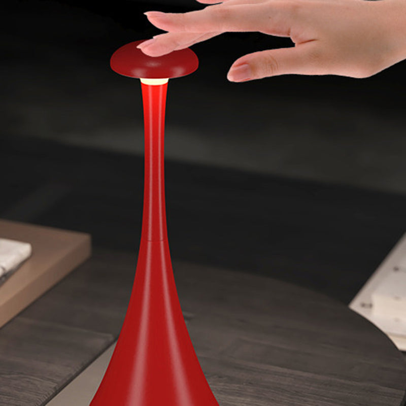 Modern Stepless Dimming Aluminum Table Lamp - Conical Rechargeable LED Ambient Light Desk Lamp For Bedroom