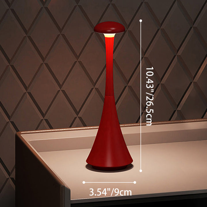 Modern Stepless Dimming Aluminum Table Lamp - Conical Rechargeable LED Ambient Light Desk Lamp For Bedroom
