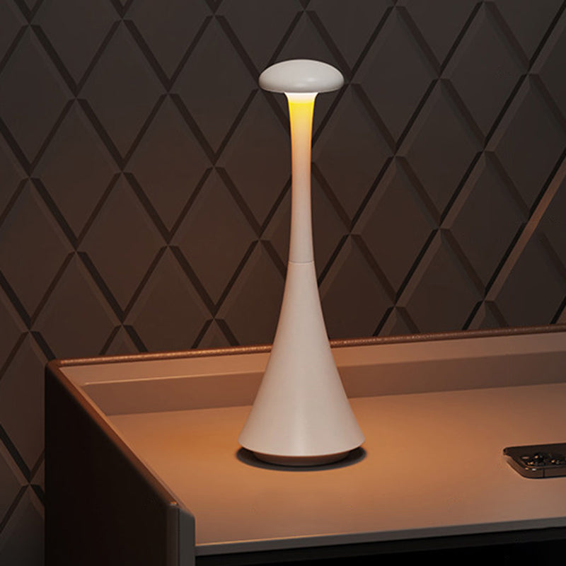 Modern Stepless Dimming Aluminum Table Lamp - Conical Rechargeable LED Ambient Light Desk Lamp For Bedroom