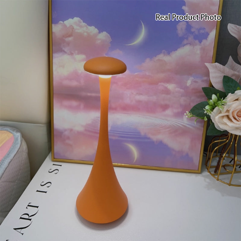 Modern Stepless Dimming Aluminum Table Lamp - Conical Rechargeable LED Ambient Light Desk Lamp For Bedroom