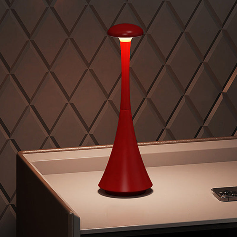Modern Stepless Dimming Aluminum Table Lamp - Conical Rechargeable LED Ambient Light Desk Lamp For Bedroom