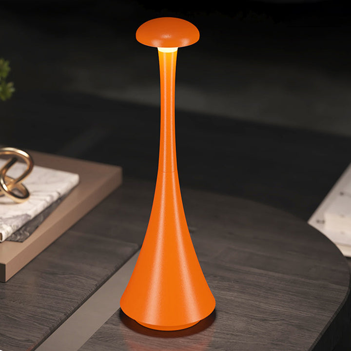 Modern Stepless Dimming Aluminum Table Lamp - Conical Rechargeable LED Ambient Light Desk Lamp For Bedroom