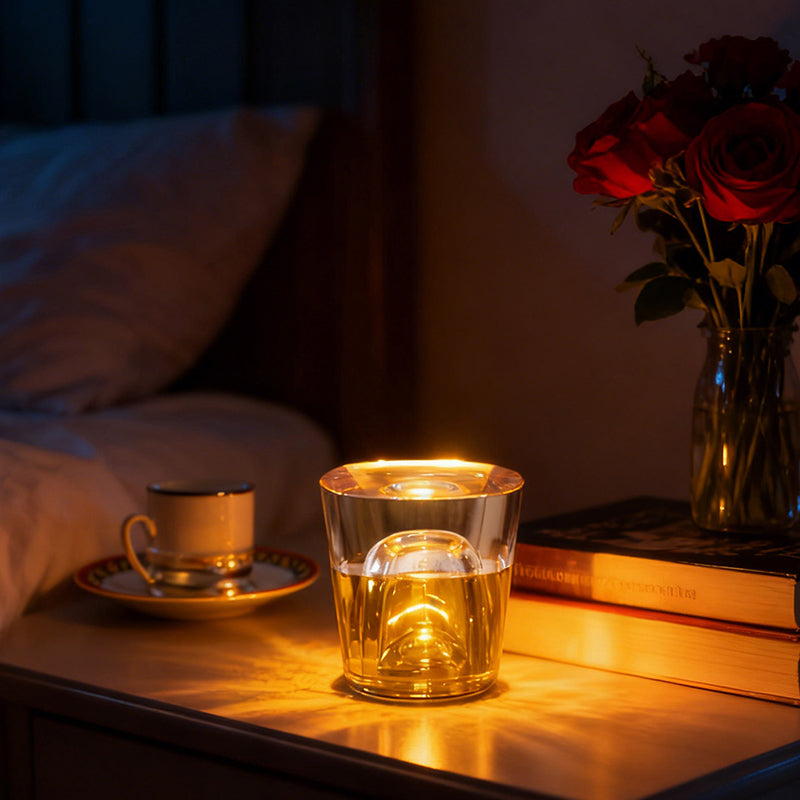 Modern Cup Design Crystal Table Lamp - Cylindrical LED Ambient Light Desk Lamp For Bedroom